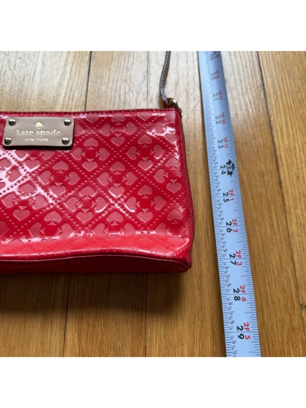 Kate Spade NY Red Patent Leather Deboss Logo Emerald Avenue Crossbody Bag - Picture 8 of 16